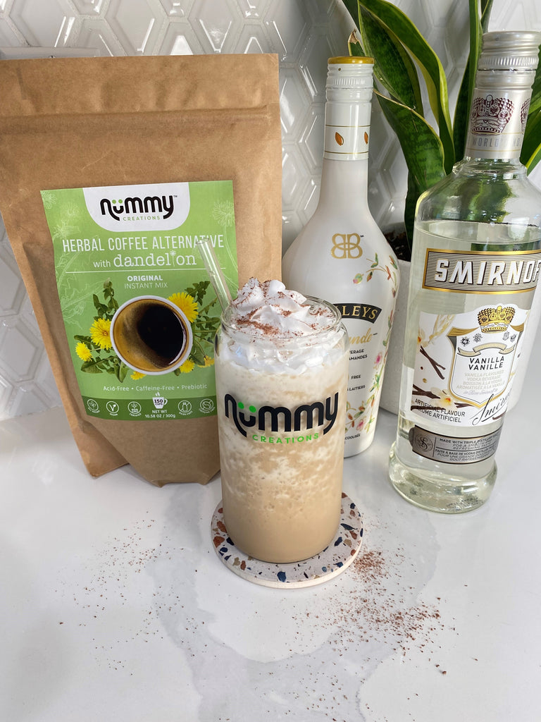 Blended Caffeine Free Spiked Mudslide using nummy creations, almond baileys and vanilla vodka